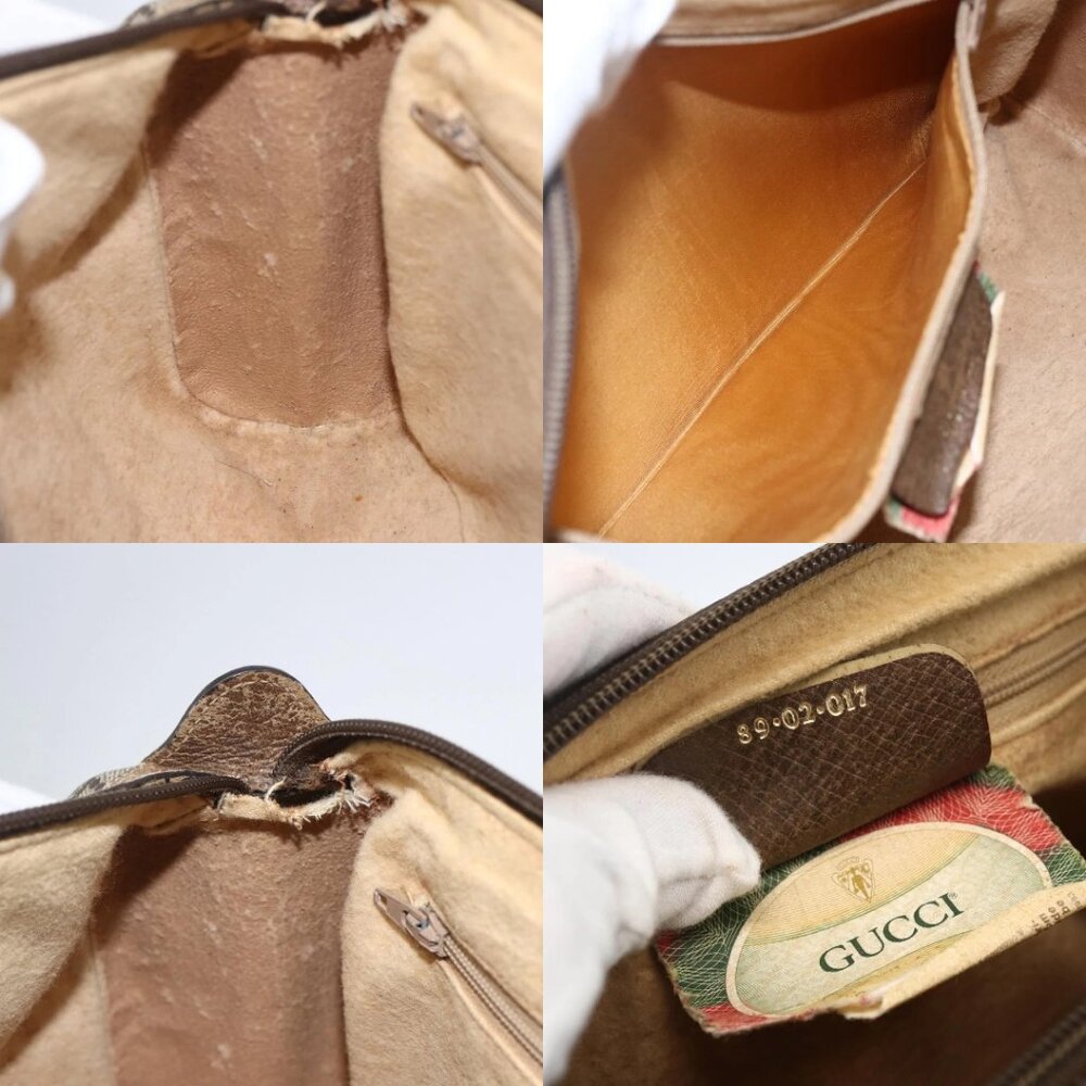 GUCCI GG Supreme Web Sherry Line Bag PVC Beige Gold 89 02 017 Auth BA8189 - Picture 15 of 15